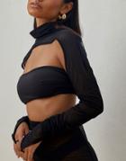 Ego X Stassie 2-in-1 Long Sleeve Super Crop Top In Black - Part Of A Set