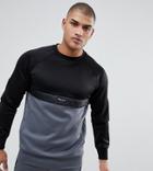 Nicce London Tall Track Sweatshirt In Black With Gray Panel - Black