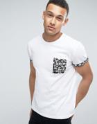 New Look T-shirt With Floral Pocket And Sleeve Print In White - White