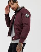 Good For Nothing Bomber Jacket In Red With Faux Fur Collar - Red