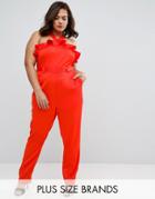 Koko Plus Jumpsuit With Ruffle Detail - Red