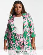 River Island Plus Floral Blazer In Pink - Part Of A Set