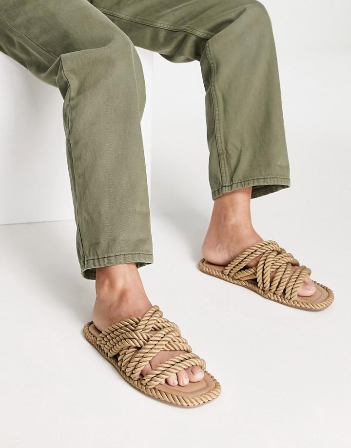 Asos Design Jumping Rope Espadrilles In Natural-neutral