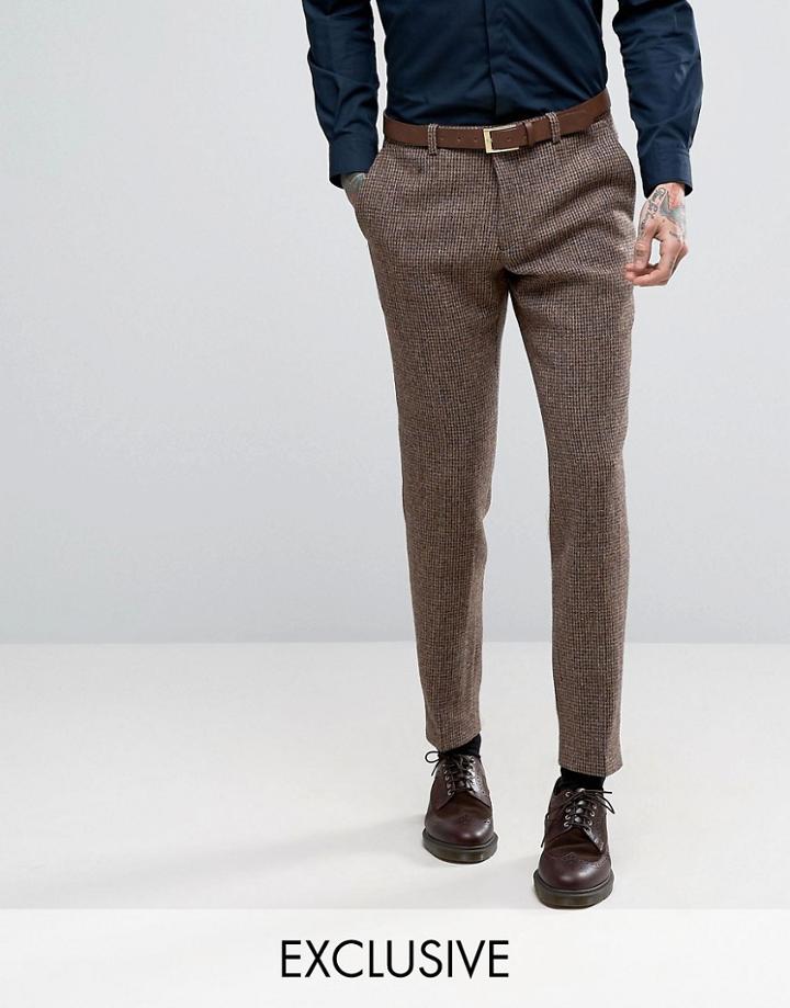 Heart & Dagger Harris Tweed Skinny Suit Pants - Brown