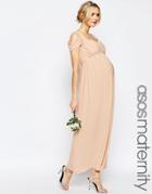 Asos Maternity Wedding Drape Cold Shoulder Maxi Dress - Pink