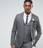 Asos Tall Wedding Skinny Suit Jacket In Slate Gray Woven Texture