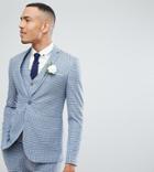 Asos Tall Wedding Super Skinny Suit Jacket In Mini Check - Blue