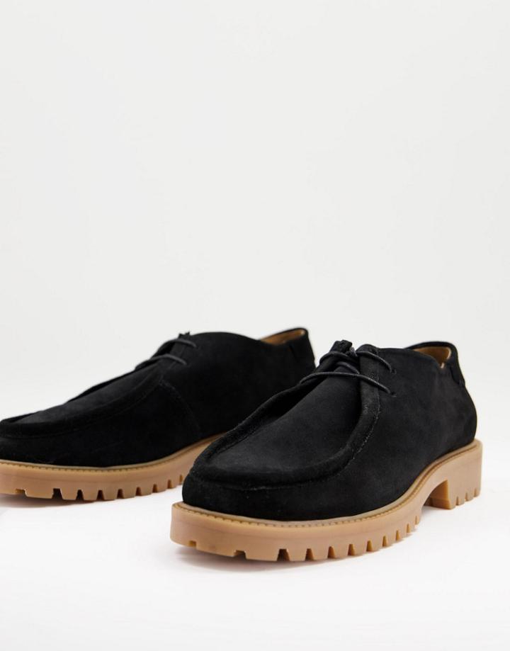 H By Hudson Sledge Desert Shoes In Black Suede