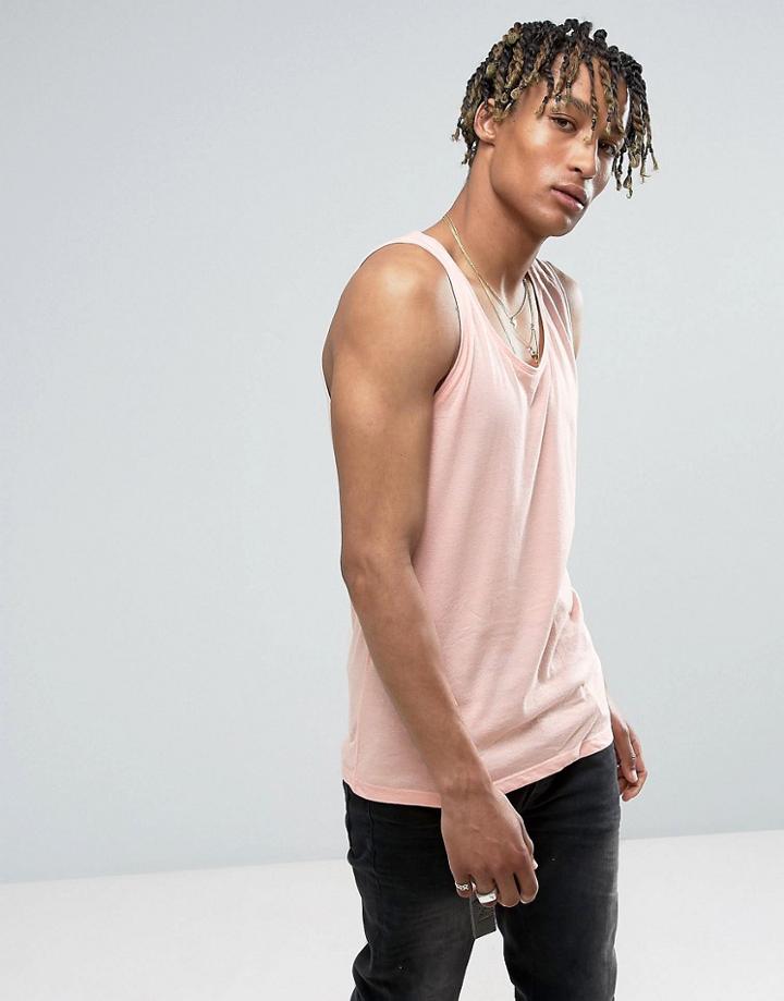 Pull & Bear Tank In Pink - Pink