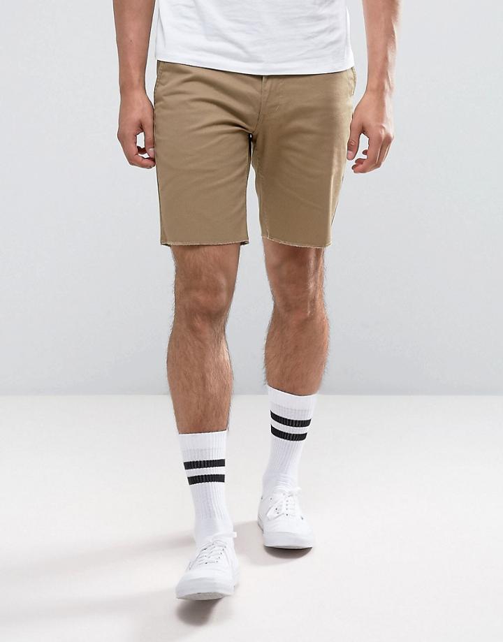 Brixton Shorts With Raw Hem - Stone