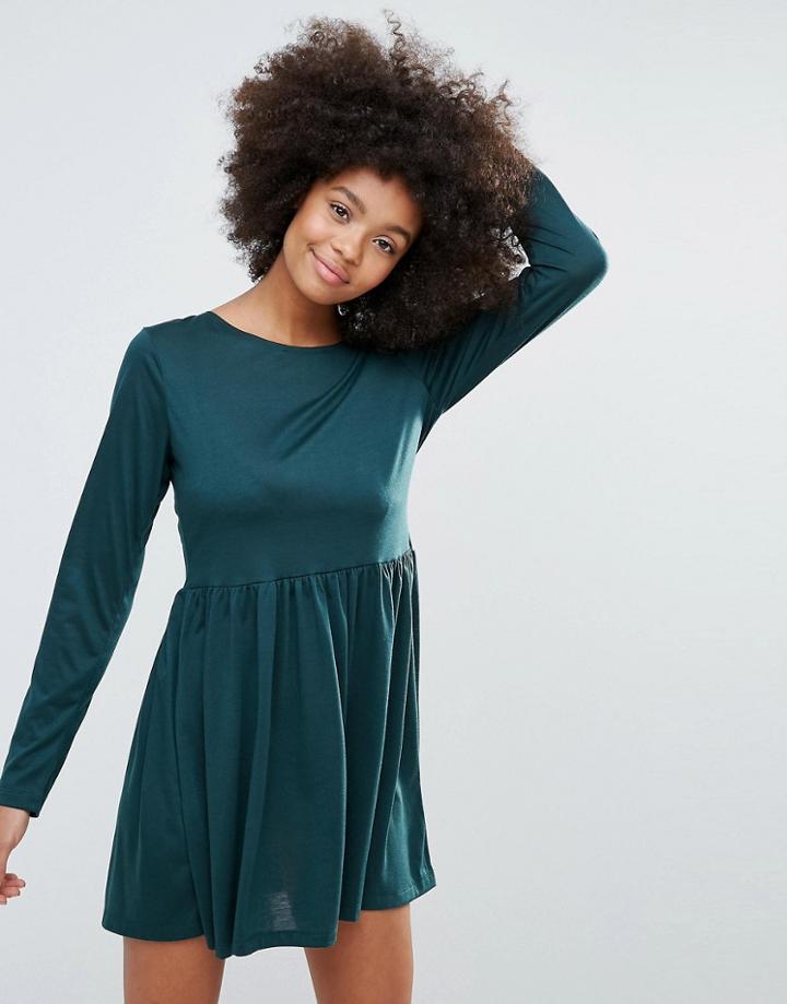 Brave Soul Jersey Skater Dress - Green