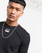 Boss Athleisure Togn 2 Contrast Logo Long Sleeve Top In Black/ White
