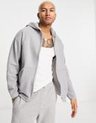 Asos Design Organic Oversized Hoodie With Seam Details In Gray Heather - Part Of A Set
