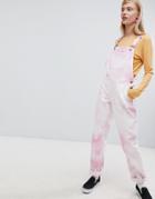 Asos Design Denim Tie Dye Overall In Pink - Pink