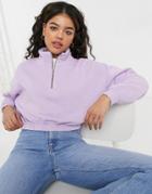 Cotton: On Quarter Zip Sweat Top In Lilac-purple