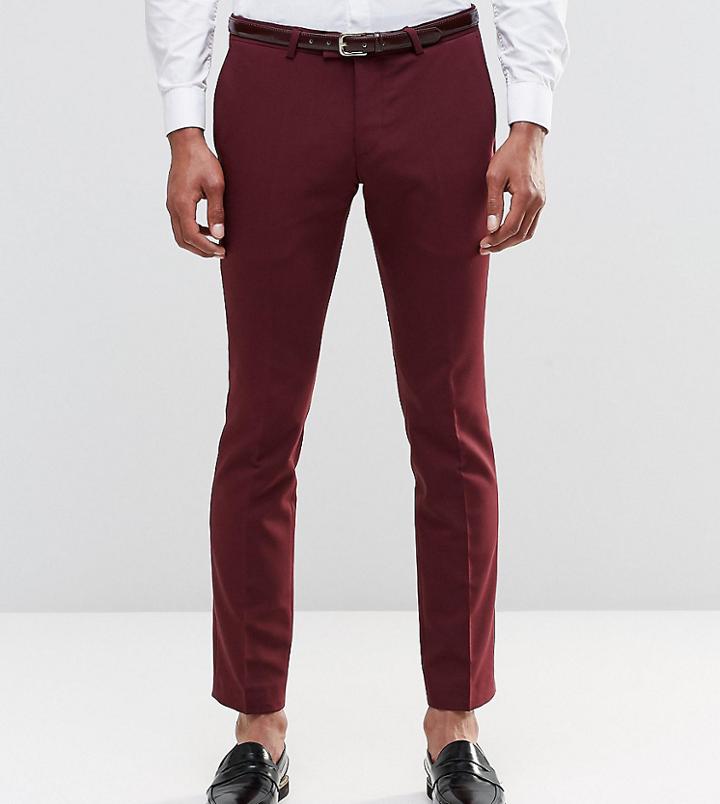 Noose & Monkey Super Skinny Pants In Cotton Sateen - Red