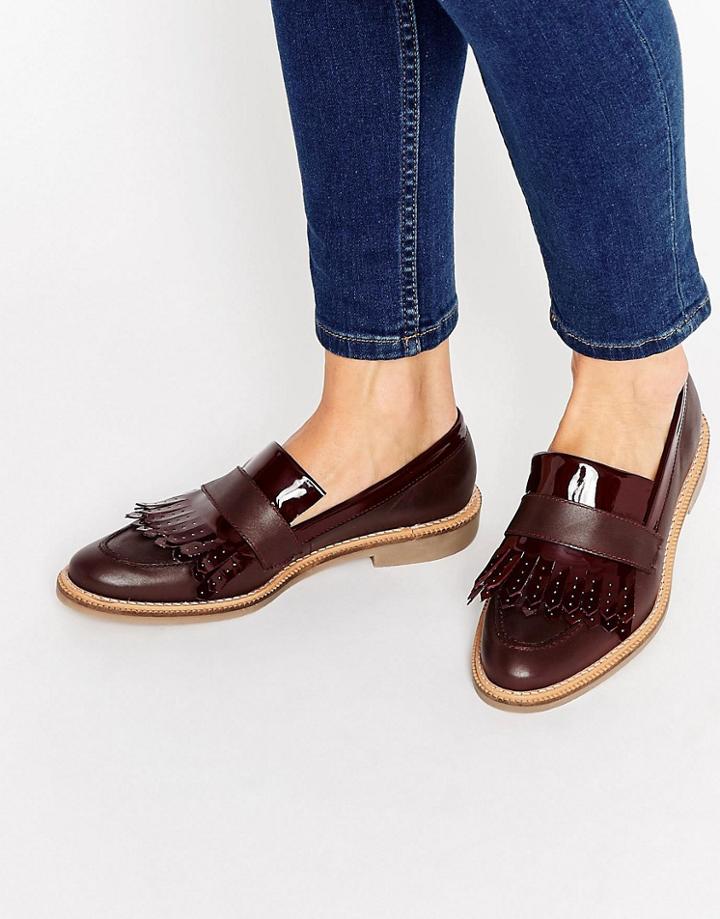 Asos Manning Premium Leather Loafers - Red
