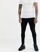 Asos Design Spray On Jeans In Power Stretch Denim In Black