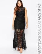 Club L Plus Premium Lace Maxi Dress - Black