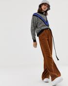 Pull & Bear Wide Leg Pants In Brown - Beige