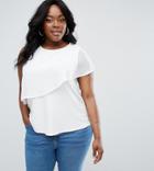 Asos Curve Top With Chiffon And Knot Detail - Cream