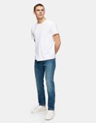 Topman Organic Cotton Blend Stretch Slim Jeans In Mid Wash-blues