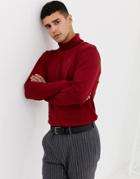 Selected Homme Roll Neck Long Sleeve Top - Red