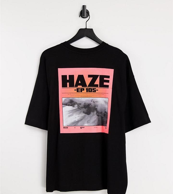 Collusion Unisex Oversized T Shirt With Photographic Print In Black