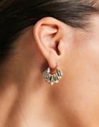Asos Design Hoop Earrings In Small Croissant Design In Gold Tone