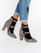Asos Elysia Glitter Pointed Ankle Boots - Multi