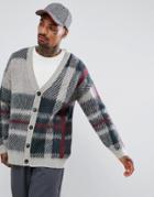 Asos Design Mohair Wool Blend Check Cardigan - Multi