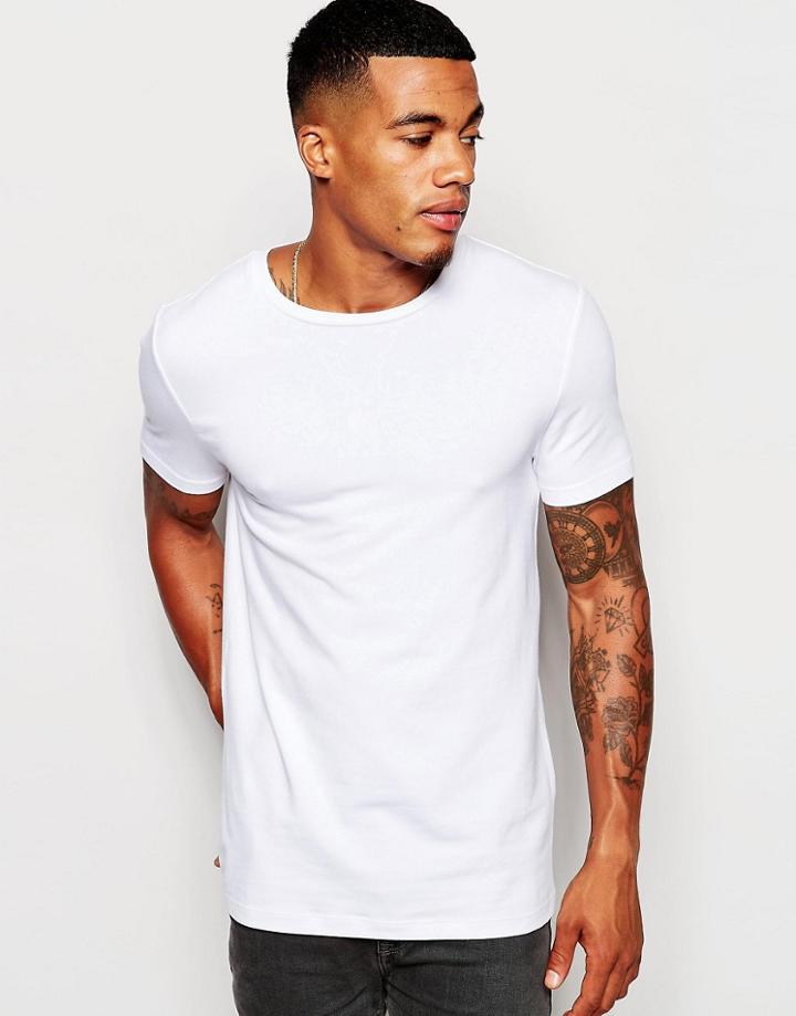 Asos Design Muscle Fit T-shirt With Crew Neck And Stretch - White
