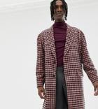 Heart & Dagger Overcoat In Burgundy Check - Red