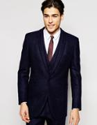 Hart Hollywood By Nick Hart 100% Wool Suit Jacket With Shawl Lapel In Slim Fit - Navy