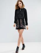 First & I Embroidered Mini Skirt - Black