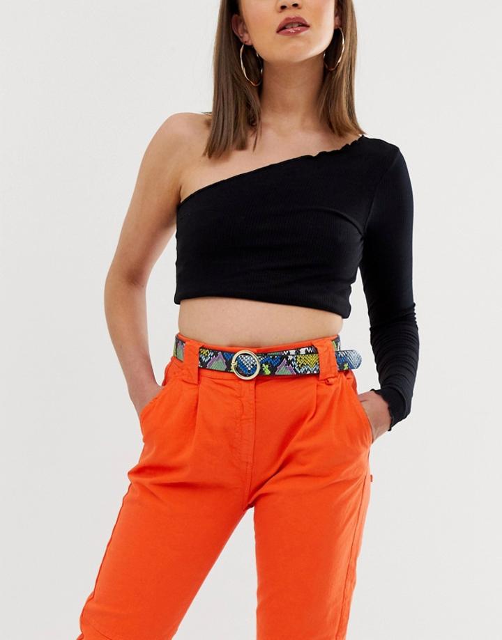 Asos Design Multi Color Snake Print Waist And Hip Belt - Multi