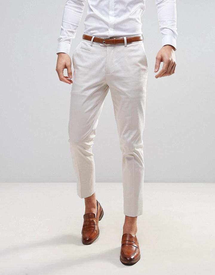 Asos Wedding Skinny Cropped Smart Pants - Cream