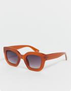 Asos Design Chunky Cat Eye Sunglasses-brown