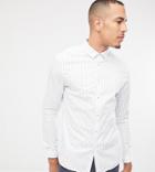 Asos Design Tall Smart Slim Ditsy Shirt - White
