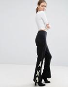 Asos Wide Leg Joggers With Lace Up Side - Black