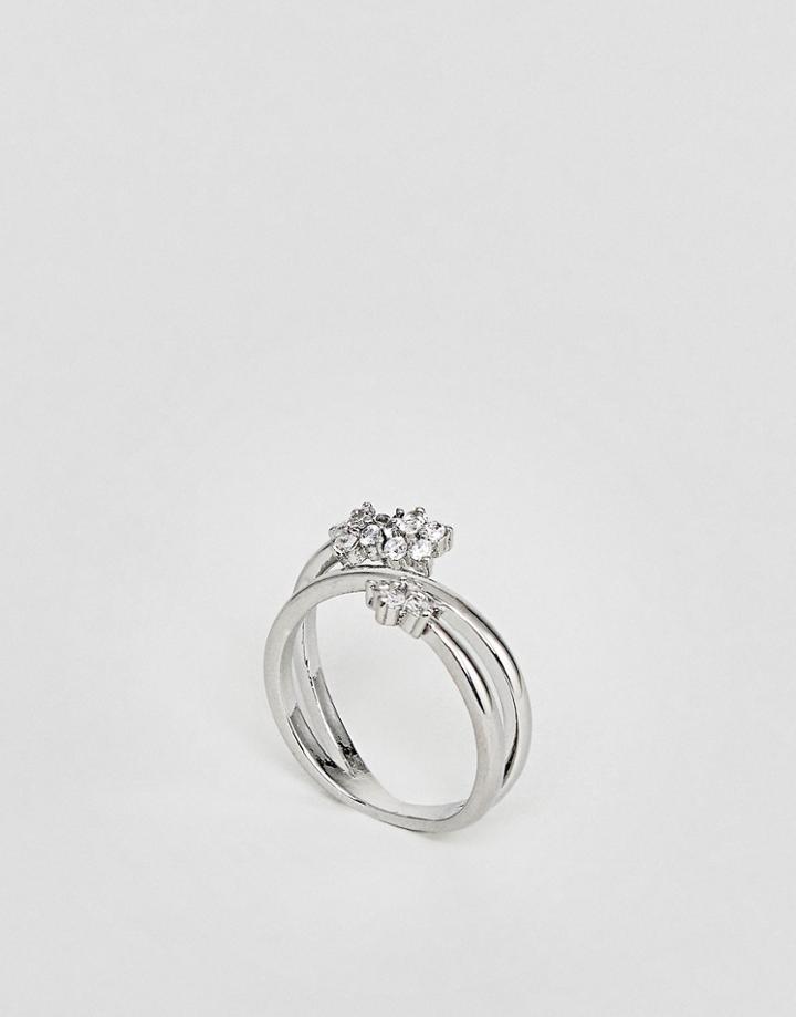 New Look Flower Wrap Open Ring - Silver
