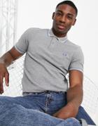 Fred Perry Twin Tipped Polo In Lt. Gray Marl-grey