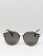 Bershka Double Frame Sunglasses In Black - Black