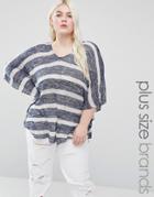 Koko Plus Knitted Top In Wide Stripe - Blue