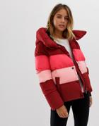 Only Mari Colourblocked Tube Quilted Jacket - Red