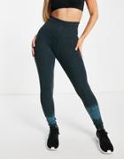 Hiit Tie Dye High Waisted Leggings In Green