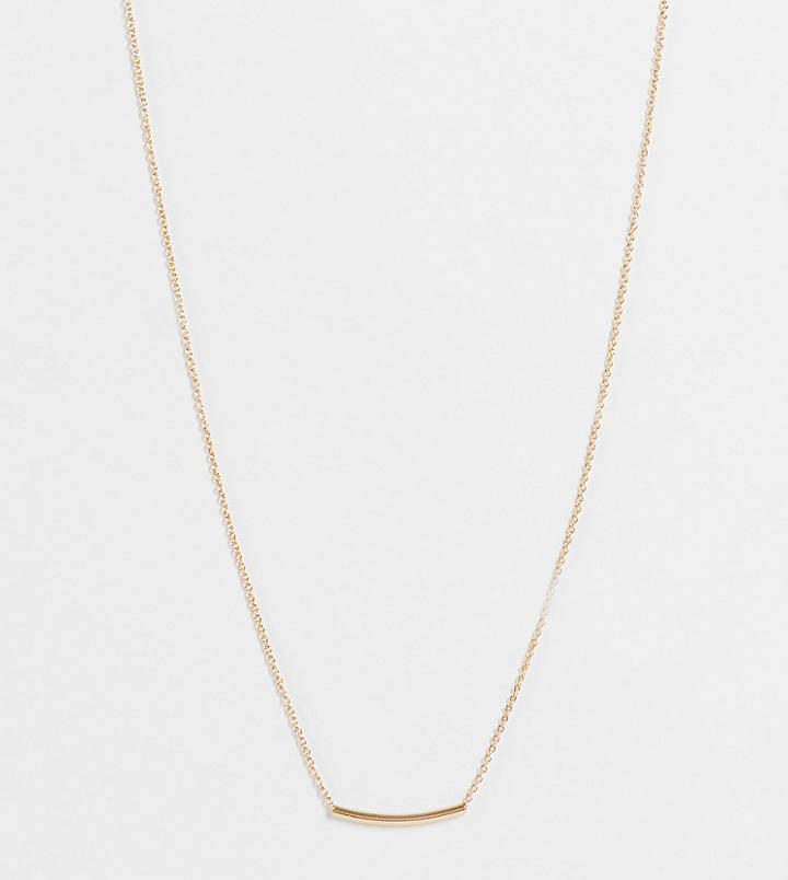 Asos Design Curve Necklace With Simple Bar Detail In Gold Tone