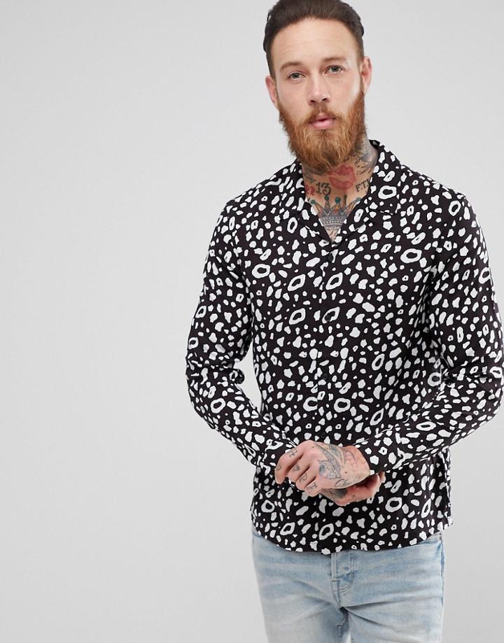 Allsaints Shirt With Animal Print In Black - Black