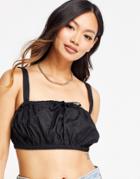 & Other Stories Cotton Ruched Crop Top In Black
