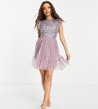 Maya Petite Embellished Top Mini Dress In Lilac-purple